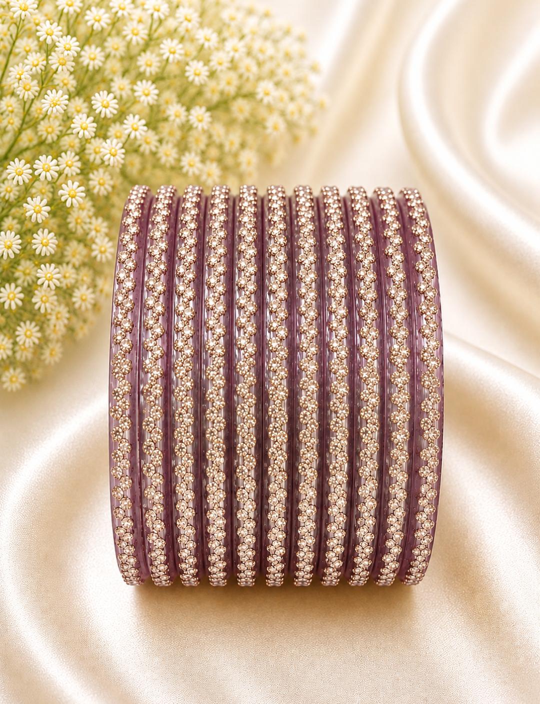 ( Set Of 12 ) Crystal Stone Studded Bangle