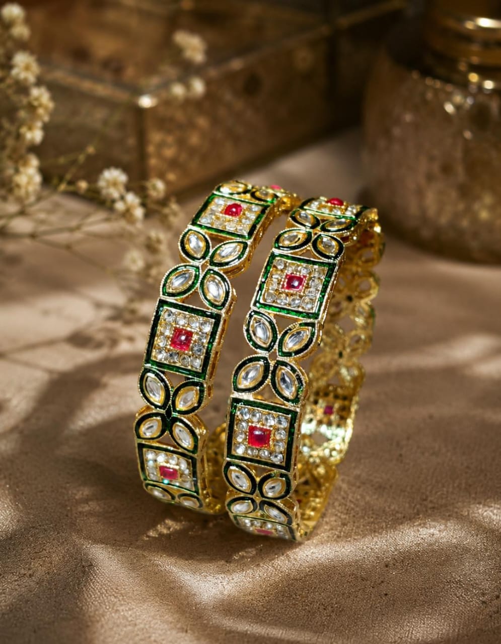 Royal Emerald Meenakari Bangles Set of 2