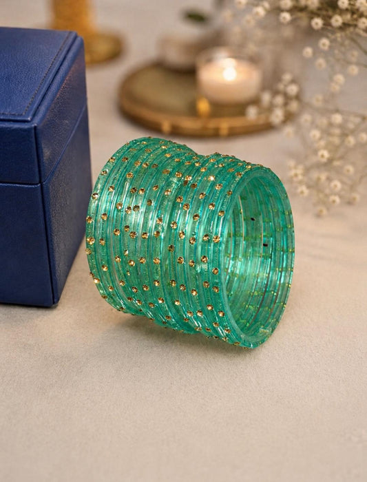 Single stone Glass Bangle (Set of 12)