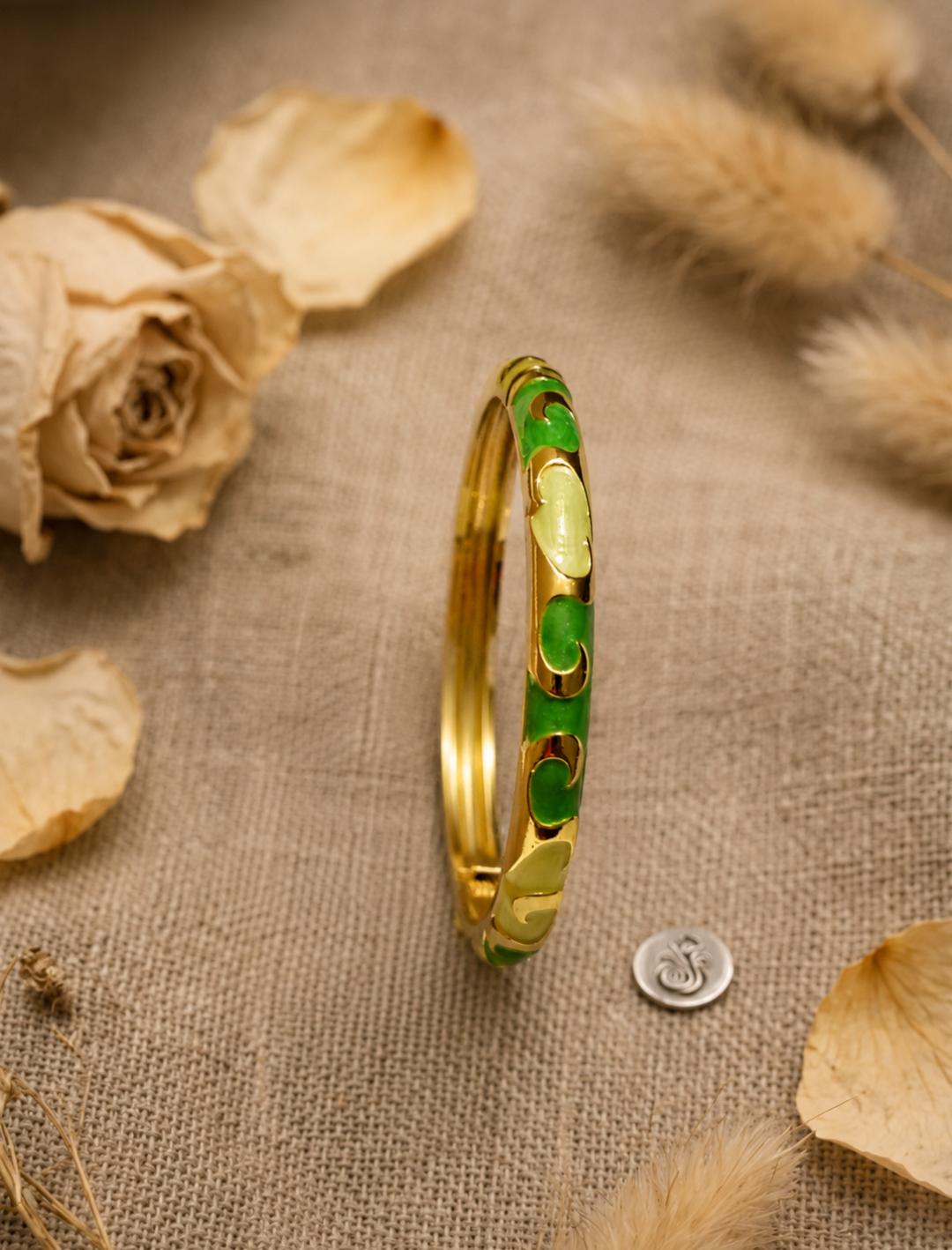 Enamel Bracelet (Green Cream Colour)
