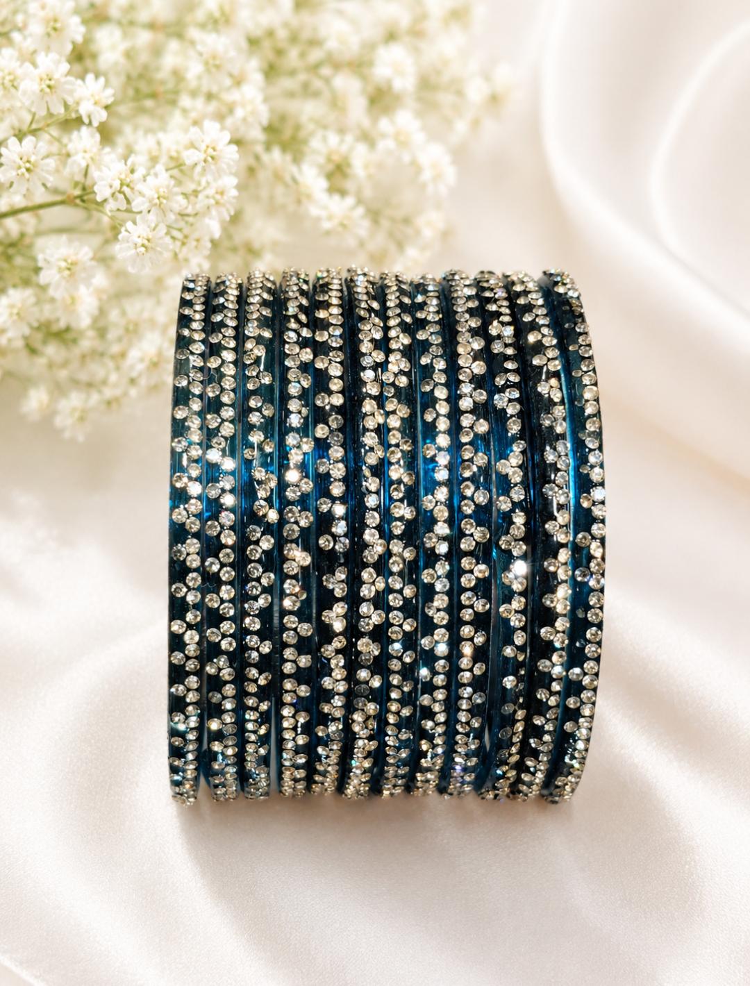 ( Set Of 12 ) Crystal Stone Studded  Bangle