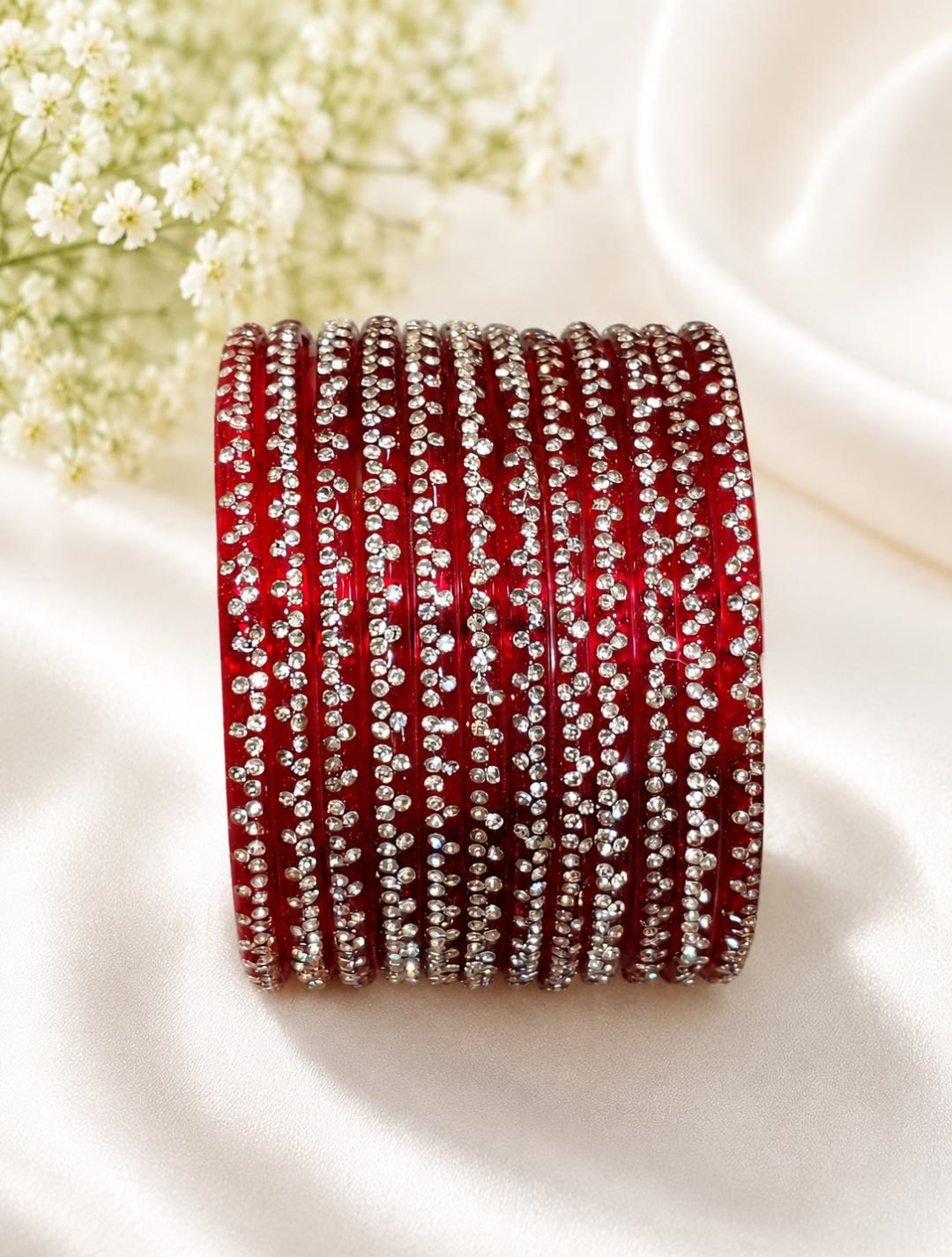 ( Set Of 12 ) Crystal Stone Studded  Bangle