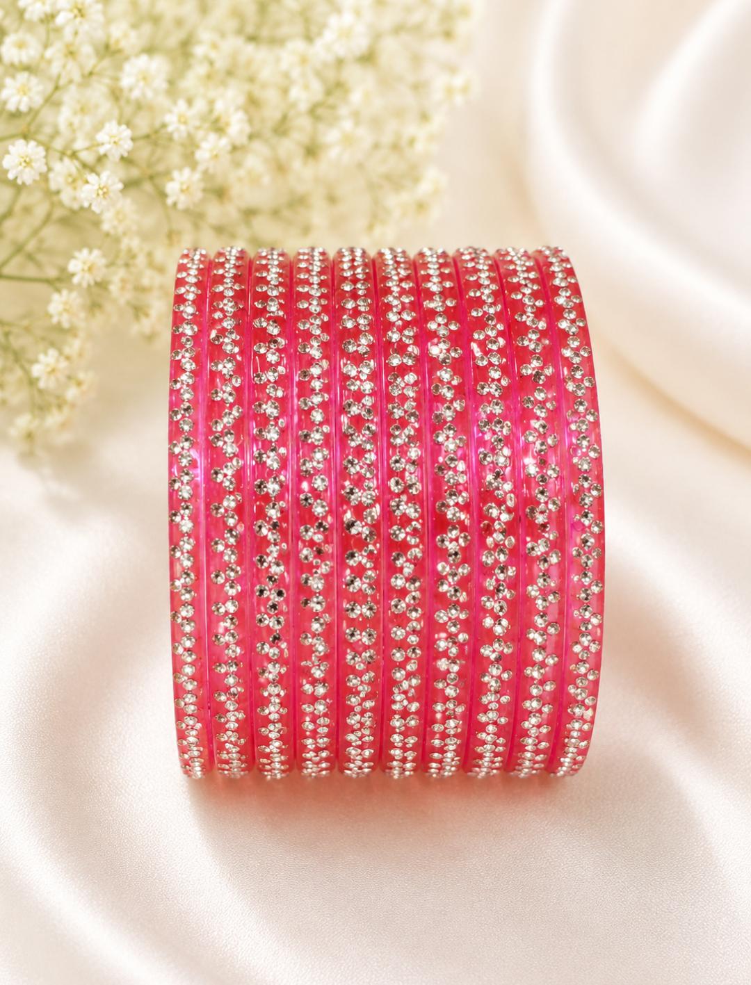 ( Set Of 12 ) Crystal Stone Studded  Bangle