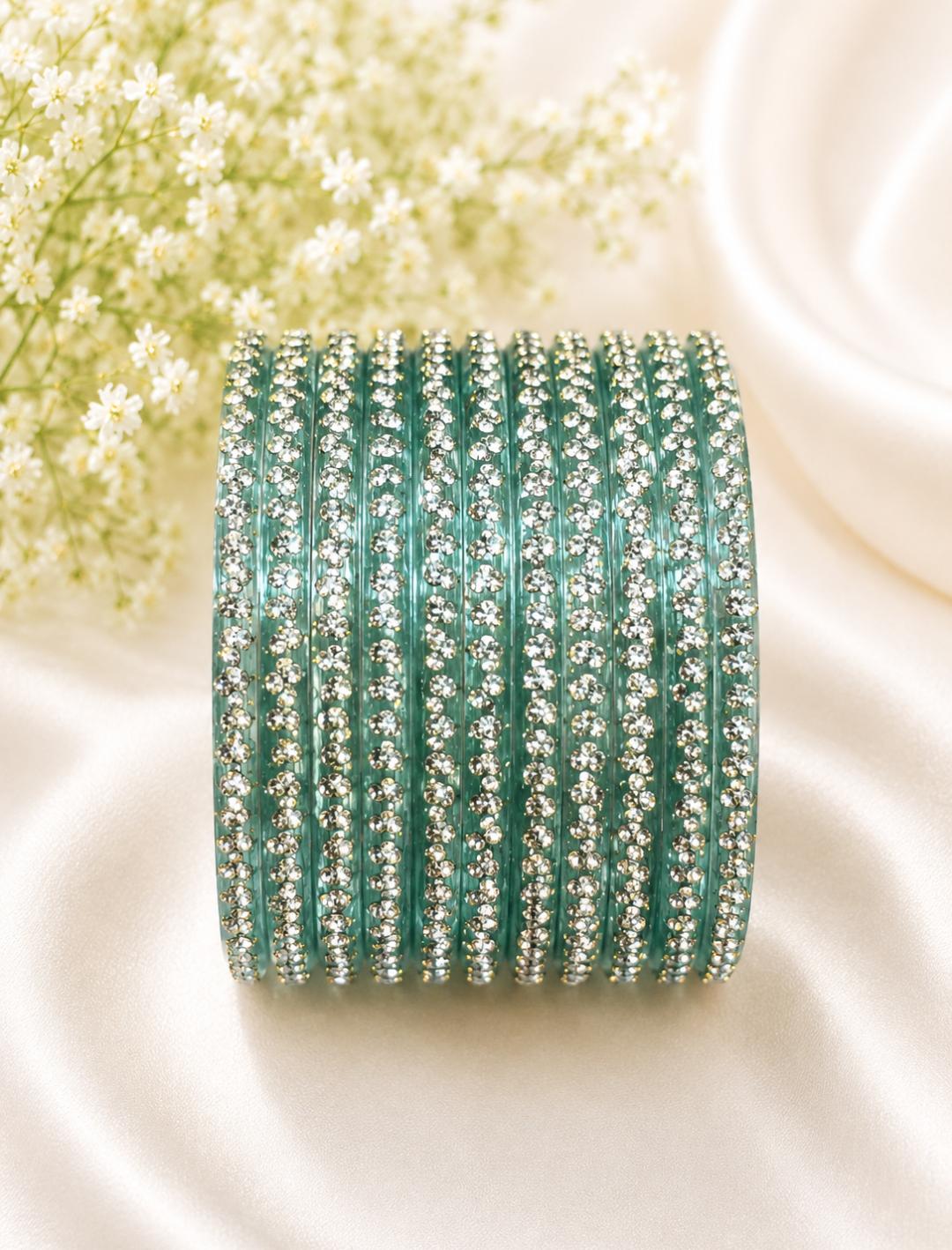 ( Set Of 12 ) Crystal Stone Studded  Bangle
