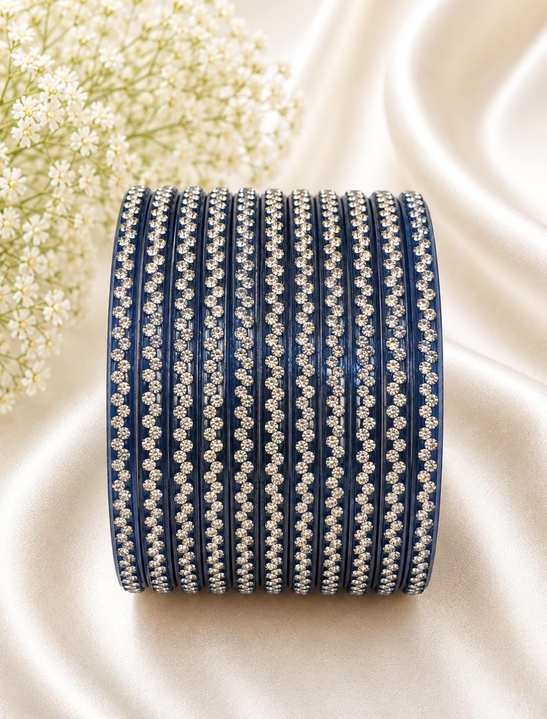 ( Set Of 12 ) Crystal Stone Studded  Bangle