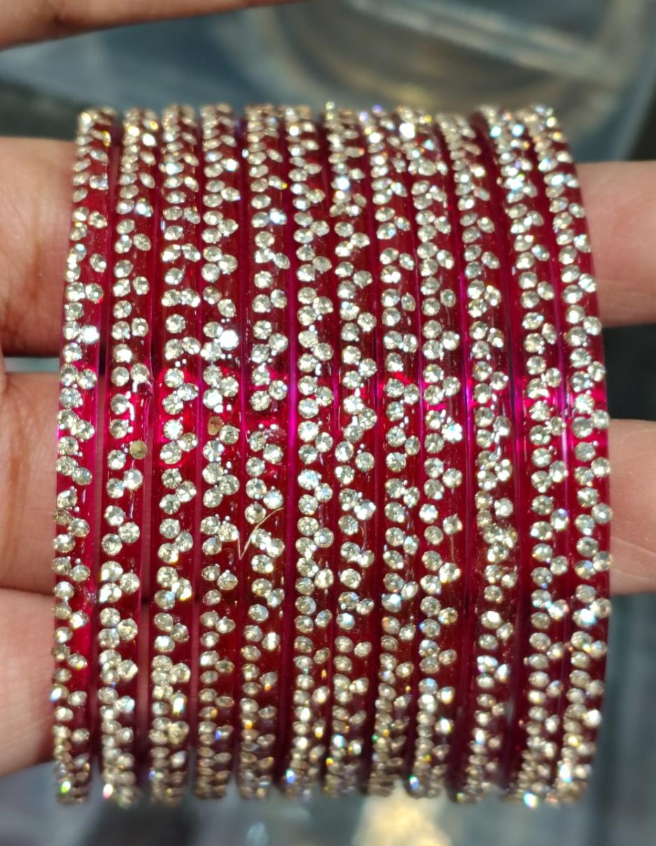 ( Set Of 12 ) Crystal Stone Studded  Bangle