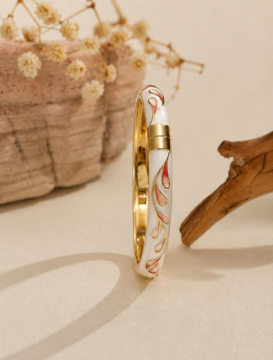 Enamel Bracelet White Peach