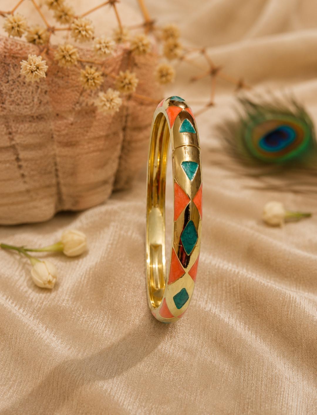Enamel Bracelet Orange Teal Blue