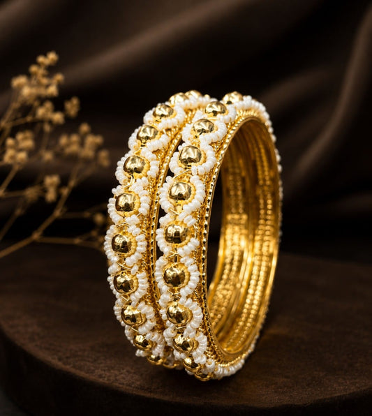 Pearl Studded Bangle Set Of 2