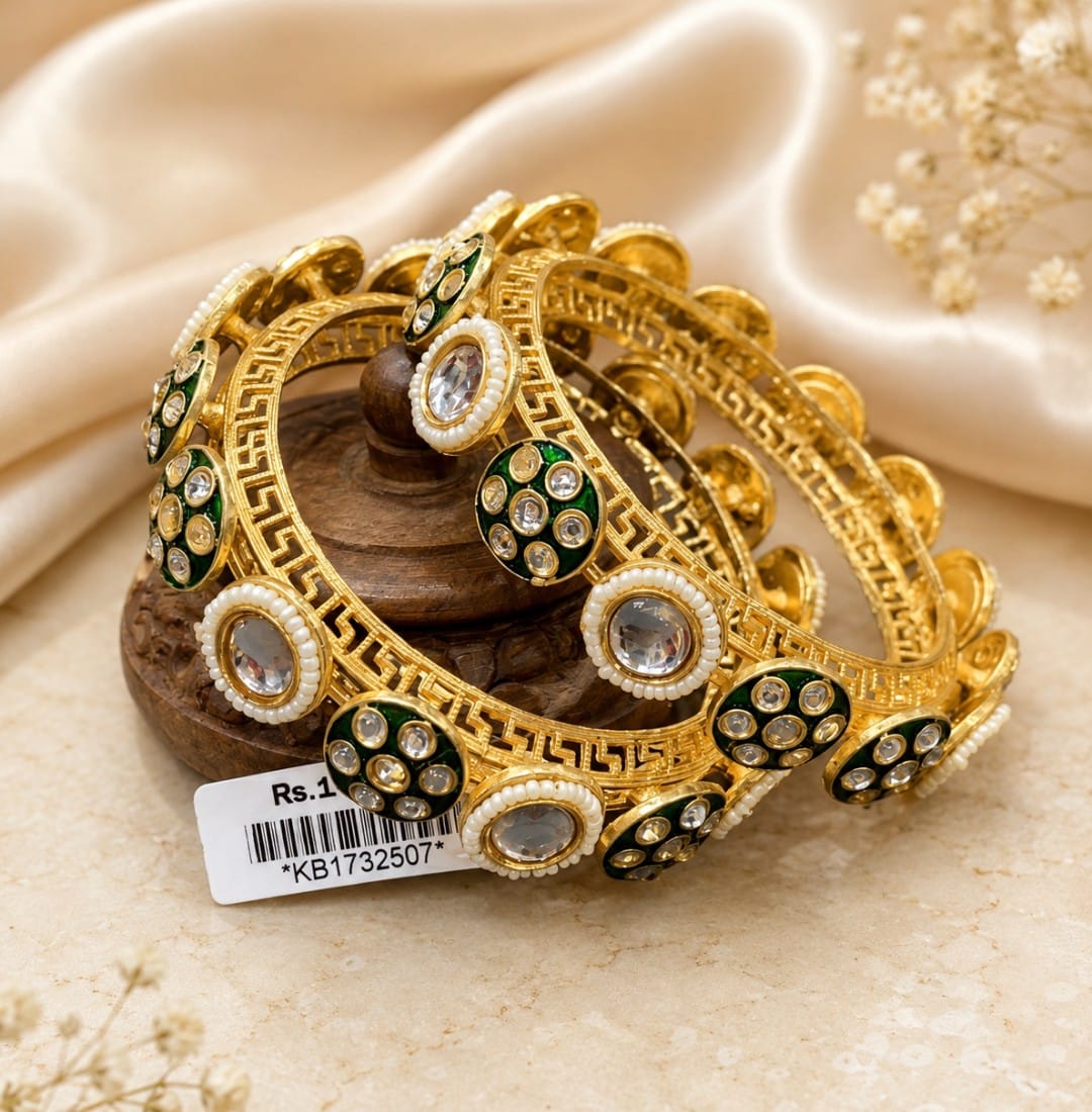 Rajwadi Kundan Bangles set of 2